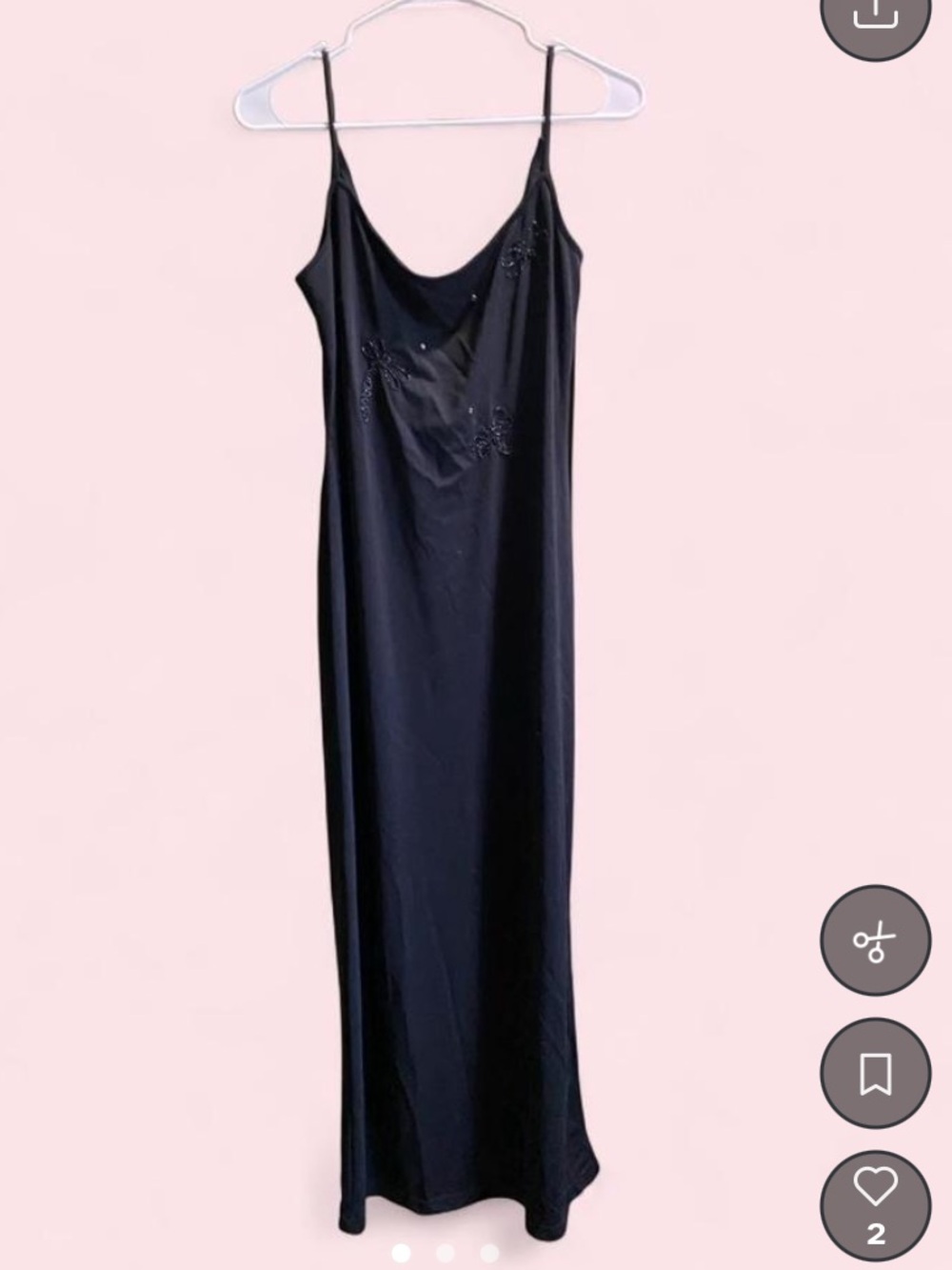 All that Jazz Black Satin Maxi Slip Dress with Beaded Accents